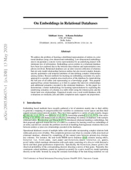 On Embeddings in Relational Databases
