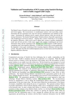 Validation and Normalization of DCS corpus using Sanskrit Heritage tools
  to build a tagged Gold Corpus