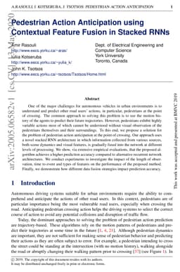 Pedestrian Action Anticipation using Contextual Feature Fusion in
  Stacked RNNs