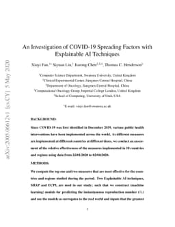 An Investigation of COVID-19 Spreading Factors with Explainable AI
  Techniques