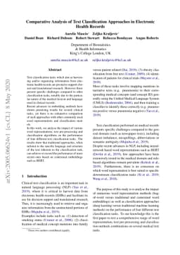Comparative Analysis of Text Classification Approaches in Electronic
  Health Records