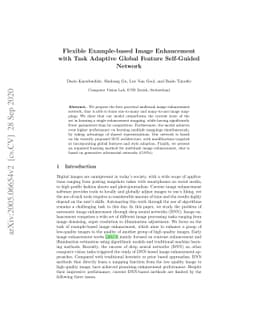 Flexible Example-based Image Enhancement with Task Adaptive Global
  Feature Self-Guided Network