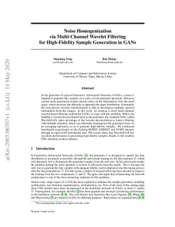 Noise Homogenization via Multi-Channel Wavelet Filtering for
  High-Fidelity Sample Generation in GANs