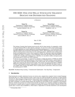 OD-SGD: One-step Delay Stochastic Gradient Descent for Distributed
  Training