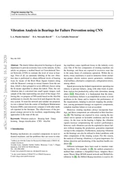 Vibration Analysis in Bearings for Failure Prevention using CNN