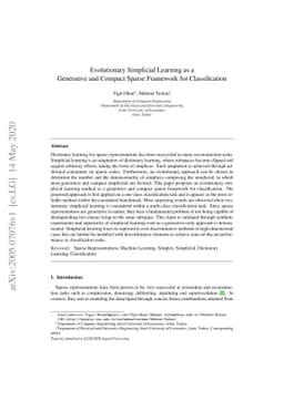 Evolutionary Simplicial Learning as a Generative and Compact Sparse
  Framework for Classification