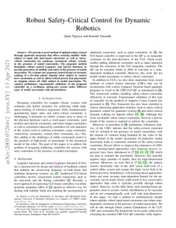 Robust Safety-Critical Control for Dynamic Robotics