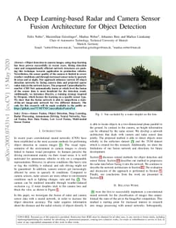 A Deep Learning-based Radar and Camera Sensor Fusion Architecture for
  Object Detection