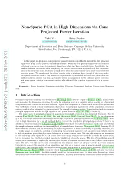 Non-Sparse PCA in High Dimensions via Cone Projected Power Iteration