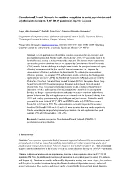 Convolutional Neural Network for emotion recognition to assist
  psychiatrists and psychologists during the COVID-19 pandemic: experts opinion