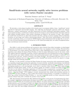 Small-brain neural networks rapidly solve inverse problems with vortex
  Fourier encoders