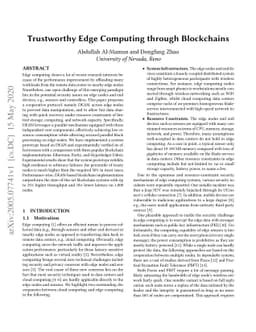 Trustworthy Edge Computing through Blockchains