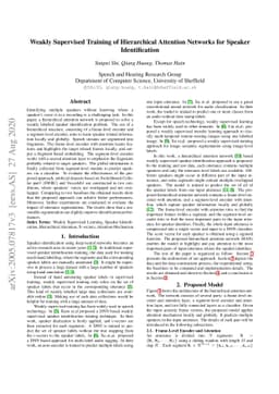 Weakly Supervised Training of Hierarchical Attention Networks for
  Speaker Identification