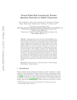 Neural Multi-Task Learning for Teacher Question Detection in Online
  Classrooms