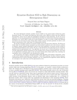Byzantine-Resilient SGD in High Dimensions on Heterogeneous Data