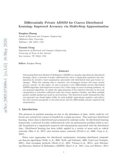 Differentially Private ADMM for Convex Distributed Learning: Improved
  Accuracy via Multi-Step Approximation
