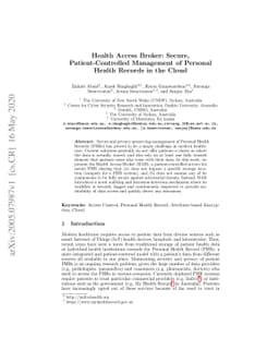 Health Access Broker: Secure, Patient-Controlled Management of Personal
  Health Records in the Cloud