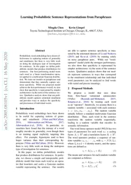 Learning Probabilistic Sentence Representations from Paraphrases