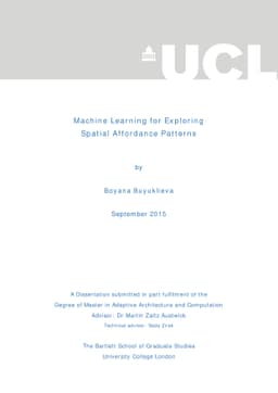 Machine Learning for Exploring Spatial Affordance Patterns