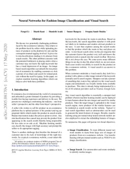 Neural Networks for Fashion Image Classification and Visual Search
