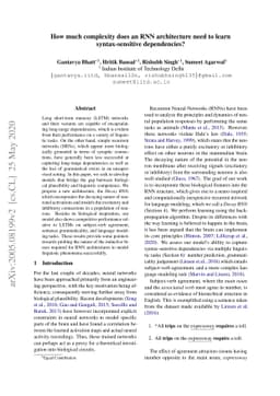 How much complexity does an RNN architecture need to learn
  syntax-sensitive dependencies?