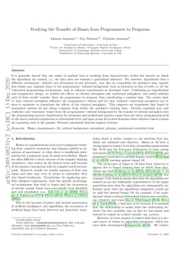 Studying the Transfer of Biases from Programmers to Programs