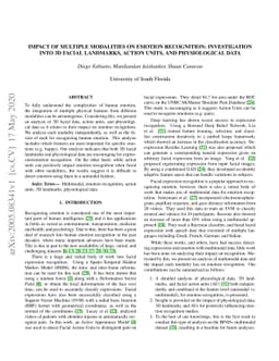Impact of multiple modalities on emotion recognition: investigation into
  3d facial landmarks, action units, and physiological data