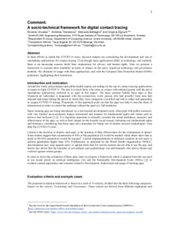 A socio-technical framework for digital contact tracing