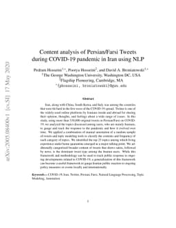 Content analysis of Persian/Farsi Tweets during COVID-19 pandemic in
  Iran using NLP