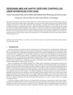 Designing Mid-Air Haptic Gesture Controlled User Interfaces for Cars