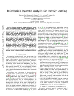 Information-theoretic analysis for transfer learning
