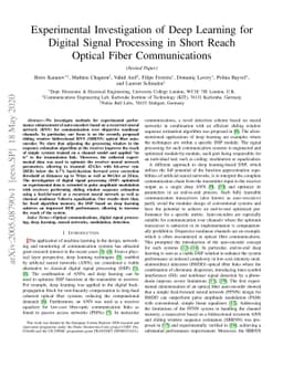 Experimental Investigation of Deep Learning for Digital Signal
  Processing in Short Reach Optical Fiber Communications