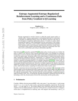 Entropy-Augmented Entropy-Regularized Reinforcement Learning and a
  Continuous Path from Policy Gradient to Q-Learning