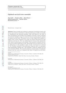 Optimal survival trees ensemble