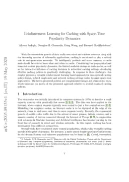 Reinforcement Learning for Caching with Space-Time Popularity Dynamics