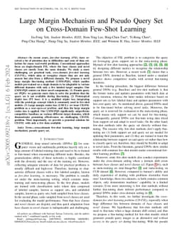 Large Margin Mechanism and Pseudo Query Set on Cross-Domain Few-Shot
  Learning
