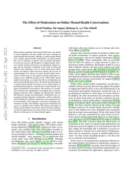 The Effect of Moderation on Online Mental Health Conversations