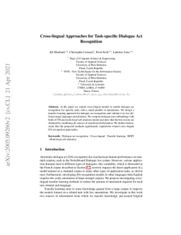 Cross-lingual Approaches for Task-specific Dialogue Act Recognition