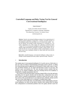 Controlled Language and Baby Turing Test for General Conversational
  Intelligence