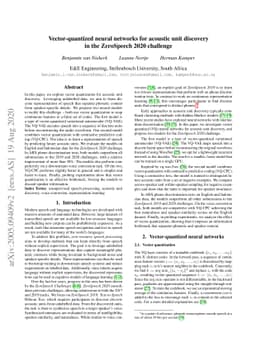 Vector-quantized neural networks for acoustic unit discovery in the
  ZeroSpeech 2020 challenge