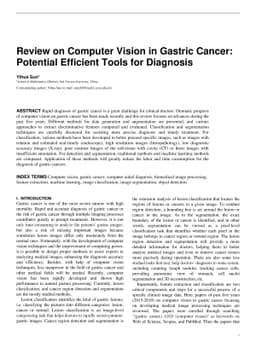 Review on Computer Vision in Gastric Cancer: Potential Efficient Tools
  for Diagnosis