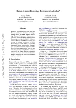 Human Sentence Processing: Recurrence or Attention?