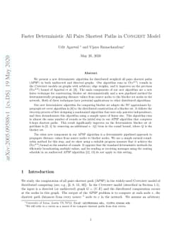 Faster Deterministic All Pairs Shortest Paths in Congest Model