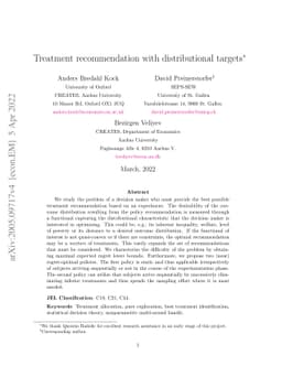 Treatment recommendation with distributional targets