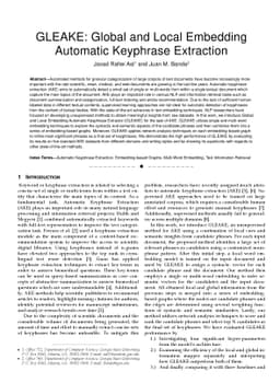 GLEAKE: Global and Local Embedding Automatic Keyphrase Extraction