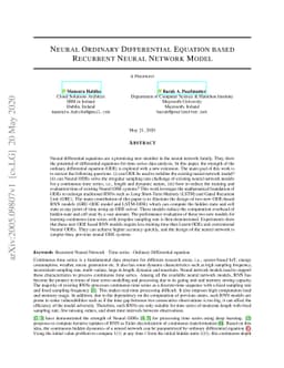 Neural Ordinary Differential Equation based Recurrent Neural Network
  Model