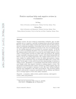 Positive emotions help rank negative reviews in e-commerce