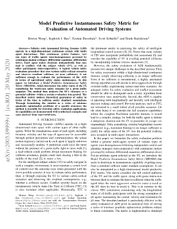 Model Predictive Instantaneous Safety Metric for Evaluation of Automated
  Driving Systems