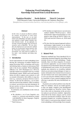 Enhancing Word Embeddings with Knowledge Extracted from Lexical
  Resources