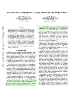 Combining the Causal Judgments of Experts with Possibly Different Focus
  Areas